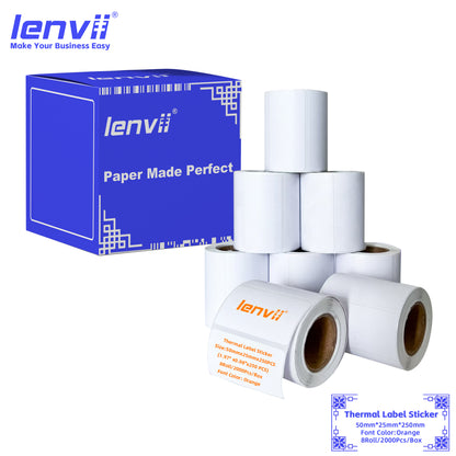 LENVII 3-Proof White Thermal Label Stickers | Colored Font, Easy Peel