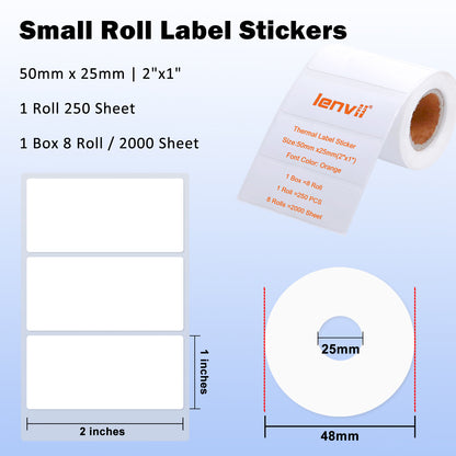 LENVII 3 Proof White Colored Font Thermal Label Stickers/Diy QR Code Tags/Easy Peel Labels/Printable Business Rolls/Waterproof Printer Labels