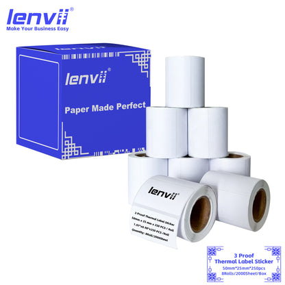 LENVII 3-Proof Thermal Label Stickers | Easy Peel, No Ink Needed