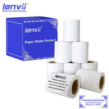 LENVII 5-Proof White Rectangle Label Stickers Roll | Waterproof PVC