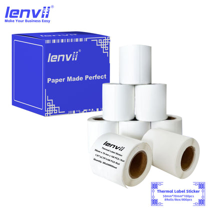 LENVII 5-Proof White Rectangle Label Stickers Roll | Waterproof PVC