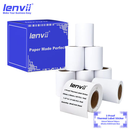 LENVII 3-Proof Thermal Label Stickers | Easy Peel, No Ink Needed