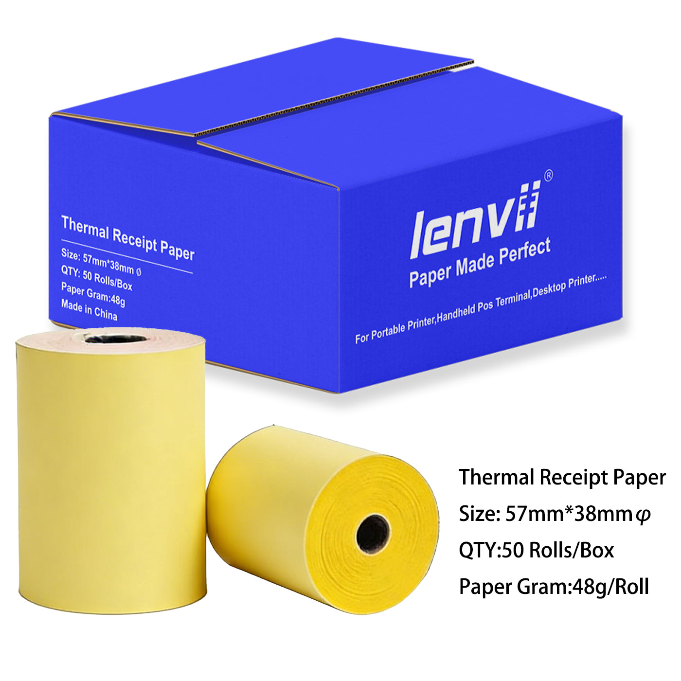 LENVII 48g Ultra Thin Thermal Paper丨Cash Register Receipt Roll