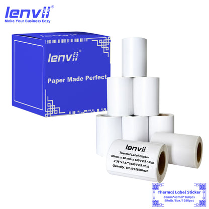 LENVII 5-Proof White Rectangle Label Stickers Roll | Waterproof PVC