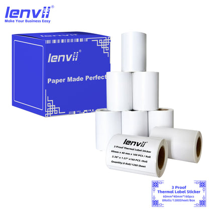 LENVII 3-Proof Thermal Label Stickers | Easy Peel, No Ink Needed