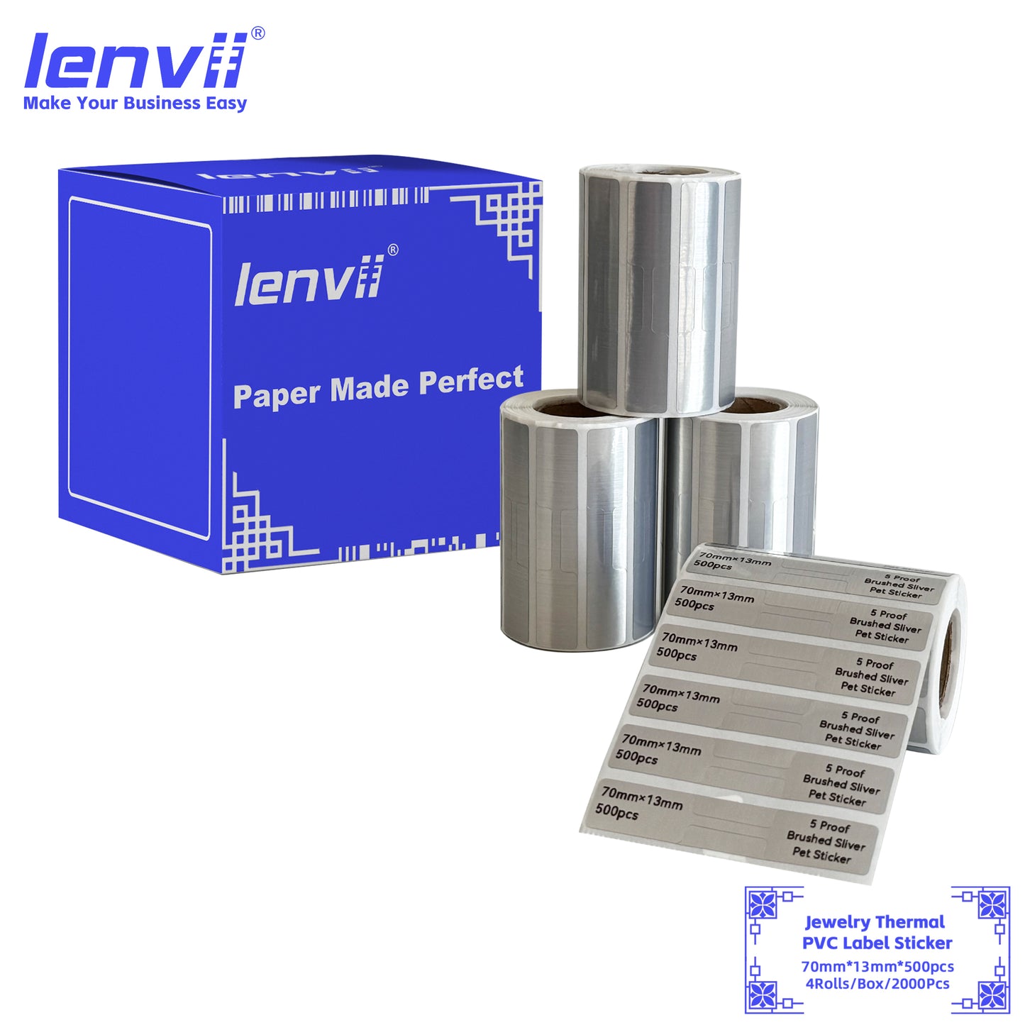 LENVII 70×13mm Waterproof Jewelry Price Tags丨Thermal Label Stickers