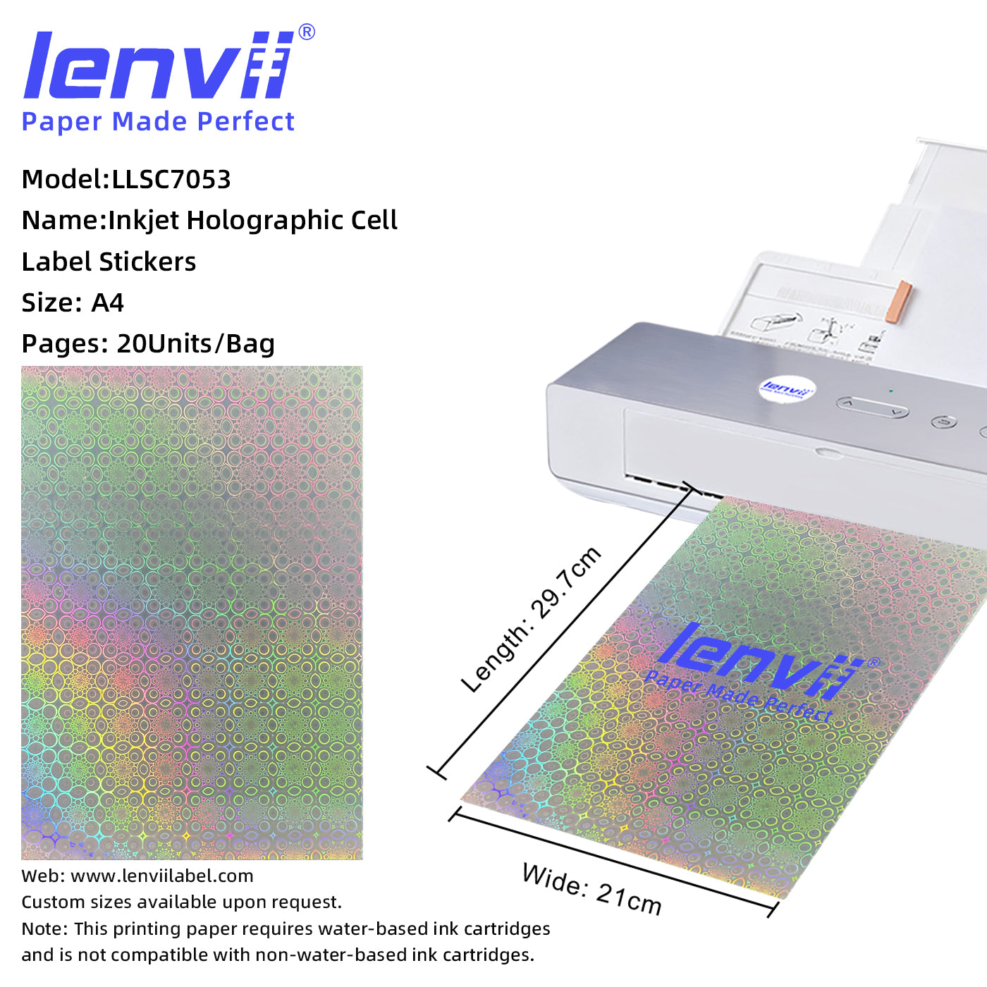 A4 Inkjet Holographic Label Stickers | 20 Sheets/Bag