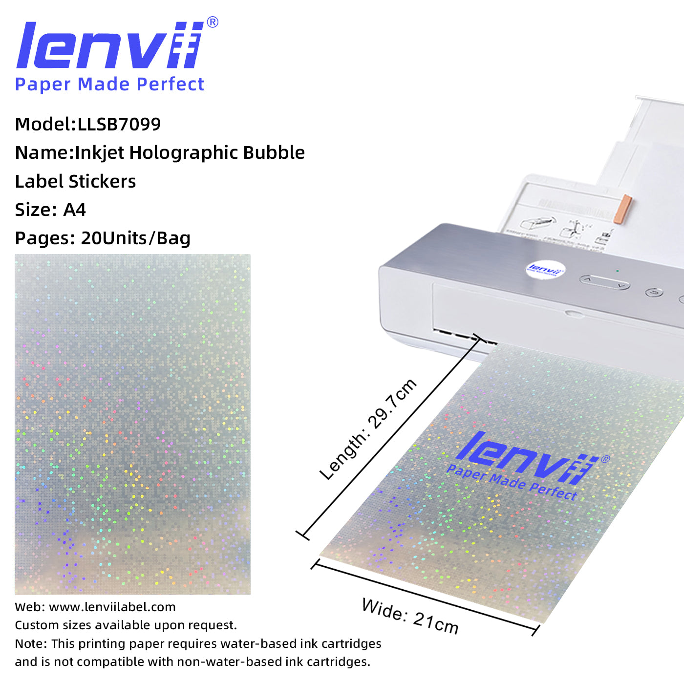 A4 Inkjet Holographic Label Stickers | 20 Sheets/Bag