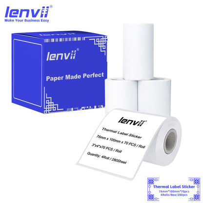 LENVII 5-Proof White Rectangle Label Stickers Roll | Waterproof PVC