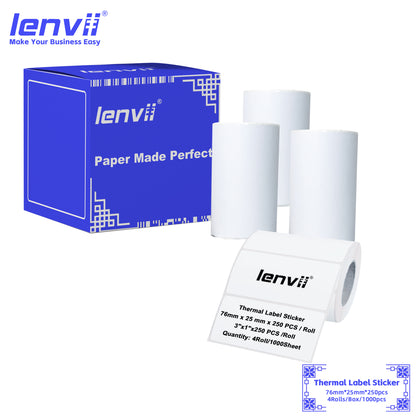 LENVII 5-Proof White Rectangle Label Stickers Roll | Waterproof PVC