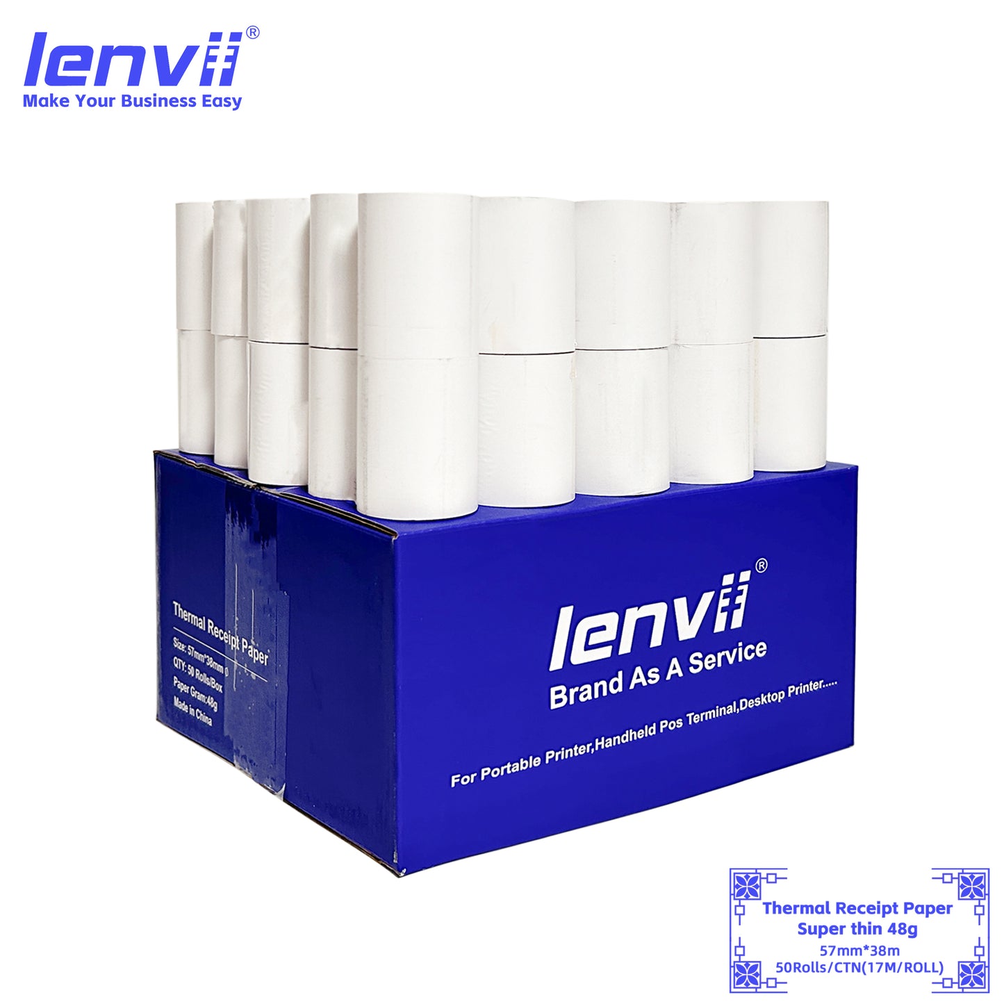 LENVII 48g Ultra Thin Thermal Paper丨Cash Register Receipt Roll