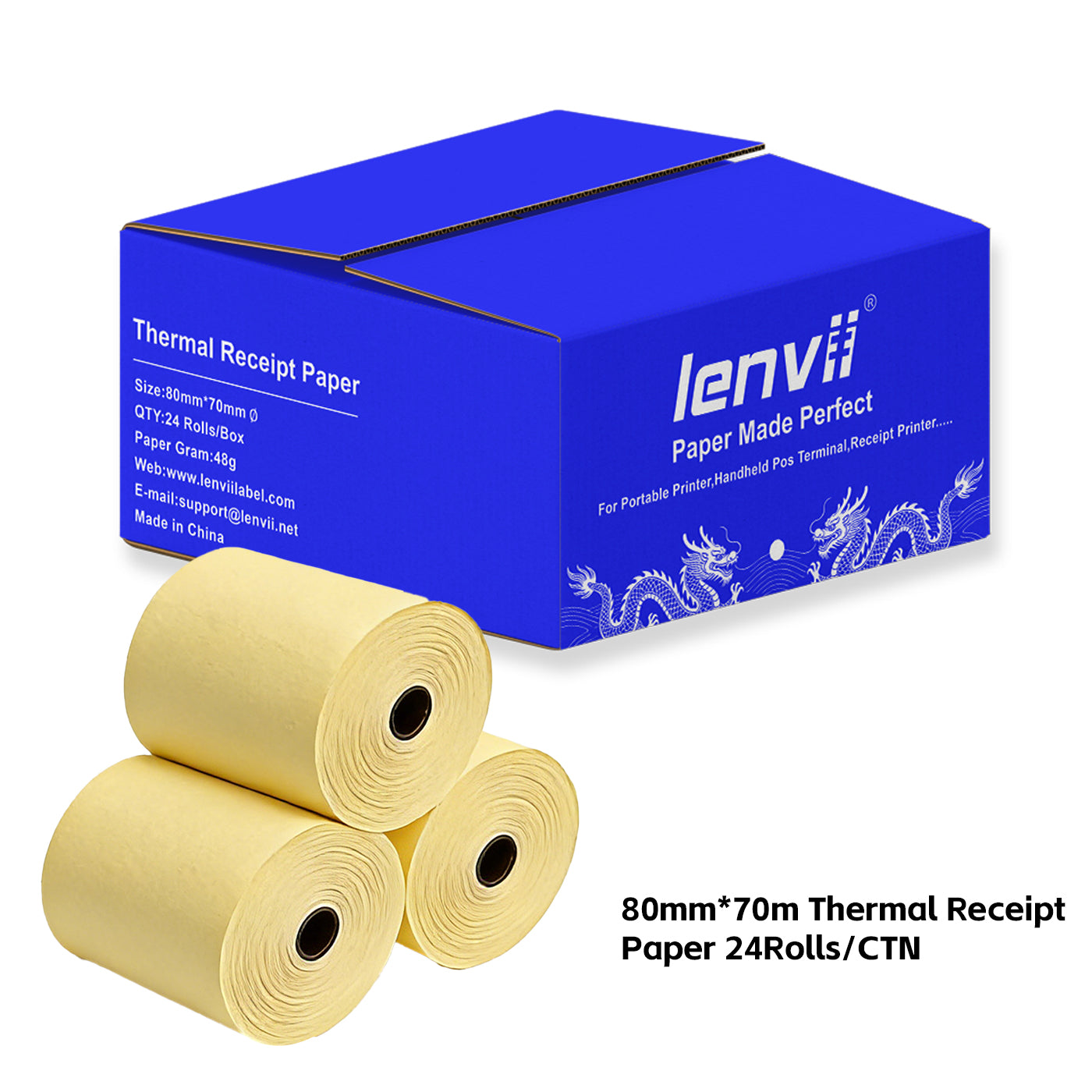 LENVII 48g Ultra Thin Thermal Paper丨Cash Register Receipt Roll