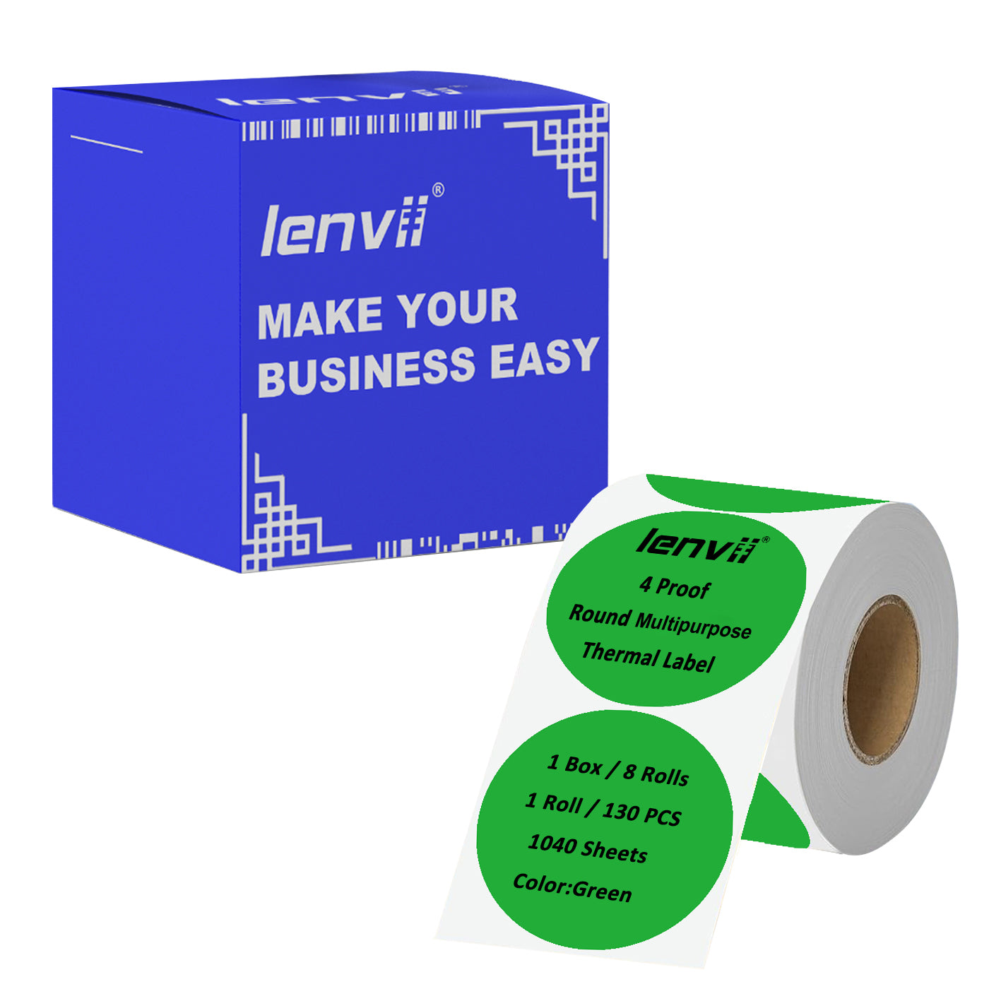 LENVII 50mm×50mm 4 Proof Colored Round Thermal Label StickersWaterproof,Oil/Tear/Scratch Resistant,Circular Printable Tags/2 Inch Stickers Rolls