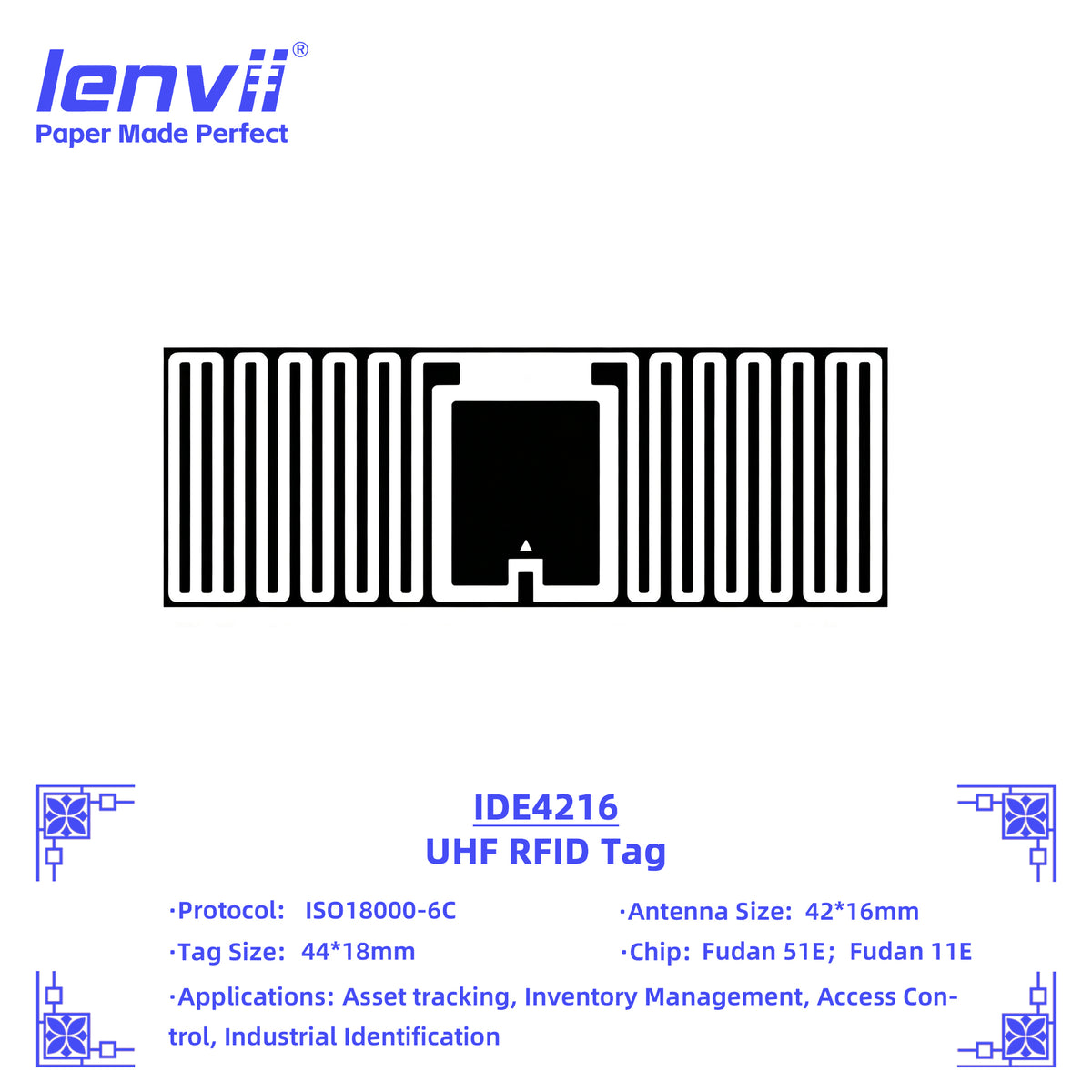 LENVII 44mm×18mm RFID Sticker Tags – 1000 pcs/Roll