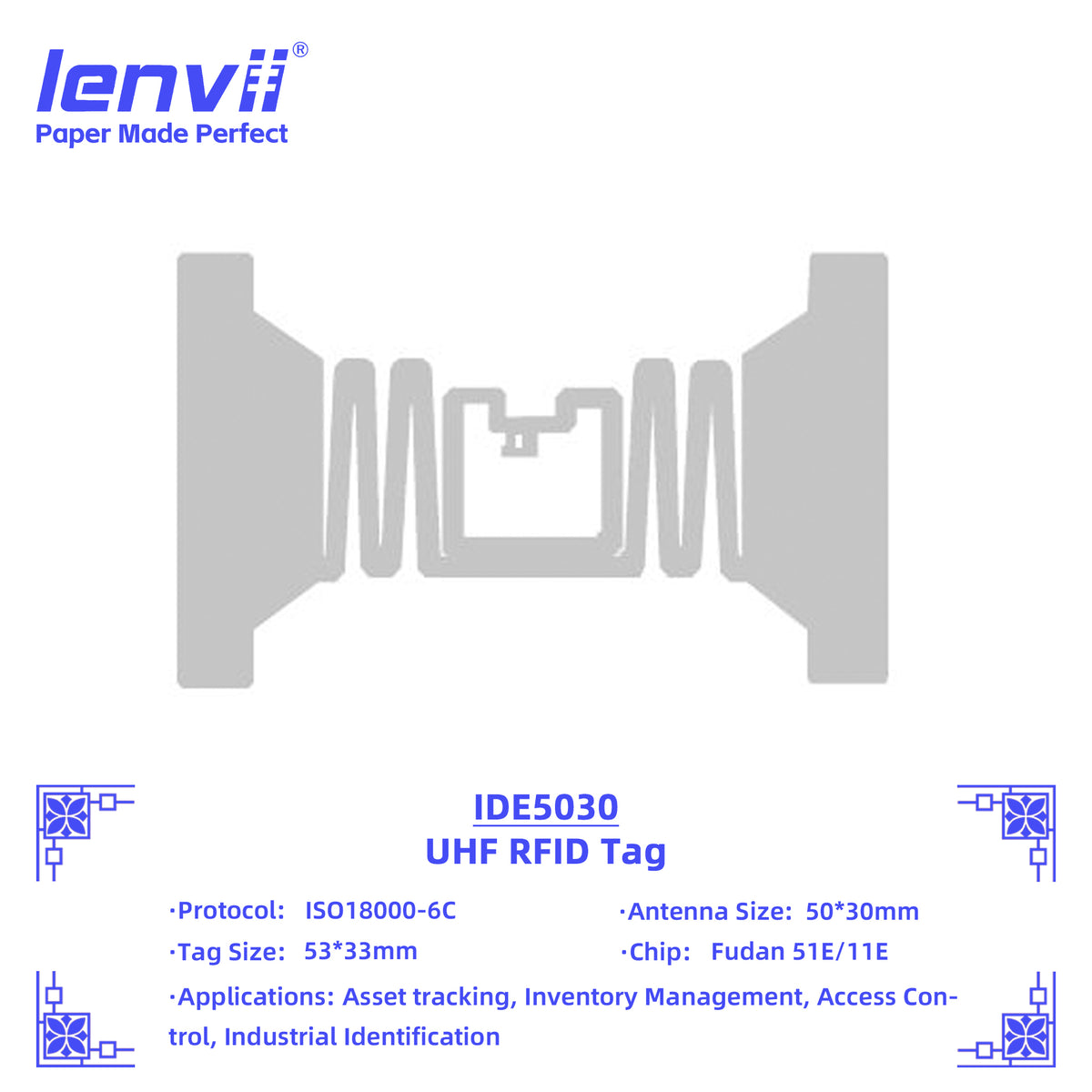 LENVII 53mm×33mm RFID Sticker Tags – 1000 pcs/Roll