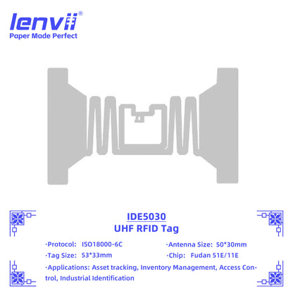 LENVII 53mm×33mm RFID Sticker Tags – 1000 pcs/Roll