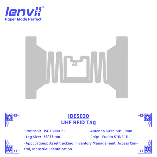 LENVII 53mm×33mm RFID Sticker Tags – 1000 pcs/Roll