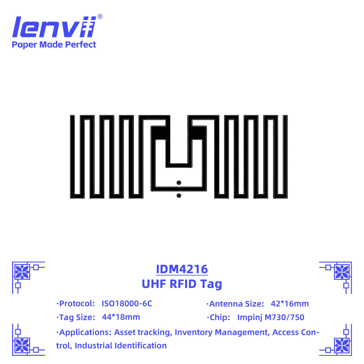 LENVII 44mm×18mm RFID Sticker Tags – 1000 pcs/Roll