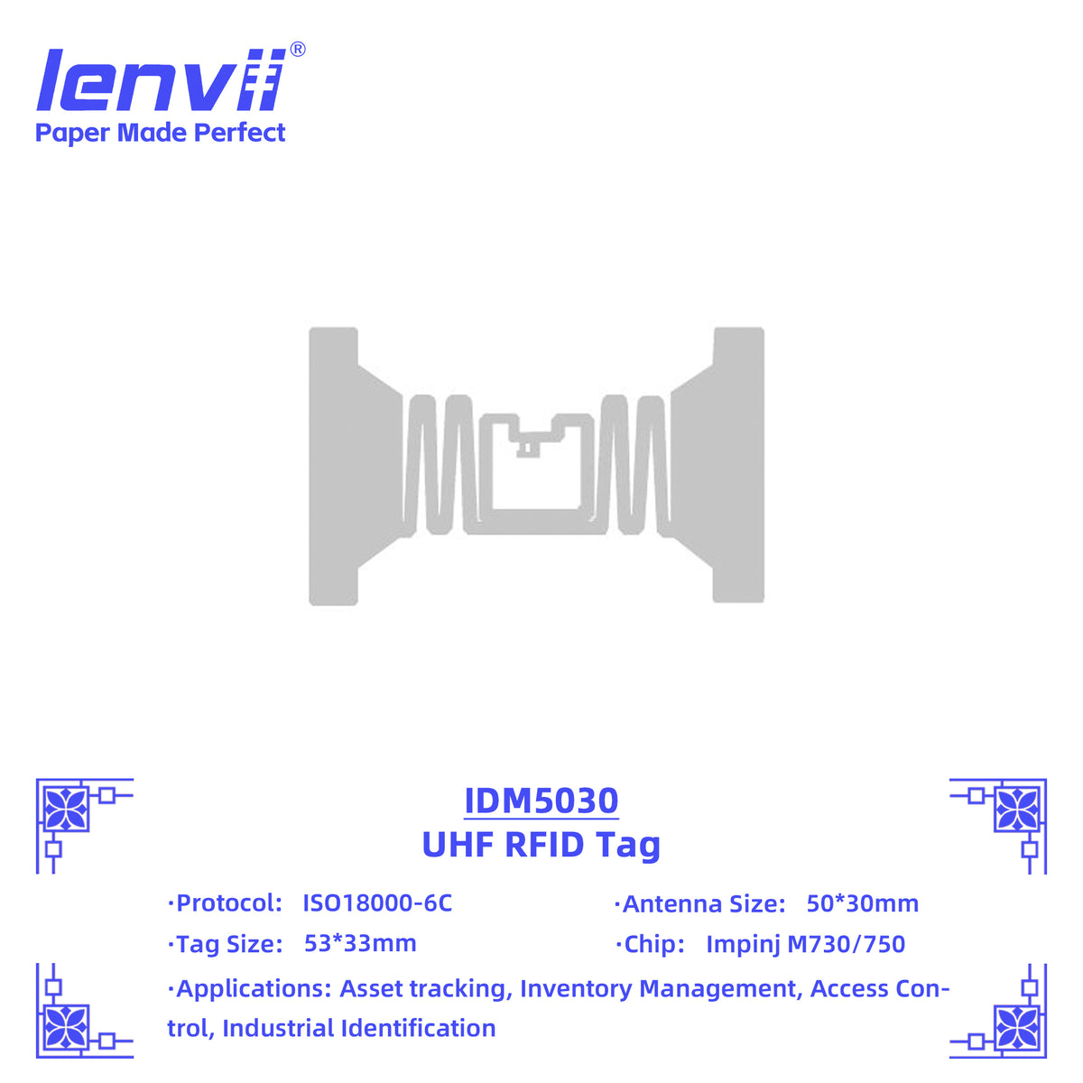 LENVII 53mm×33mm RFID Sticker Tags – 1000 pcs/Roll