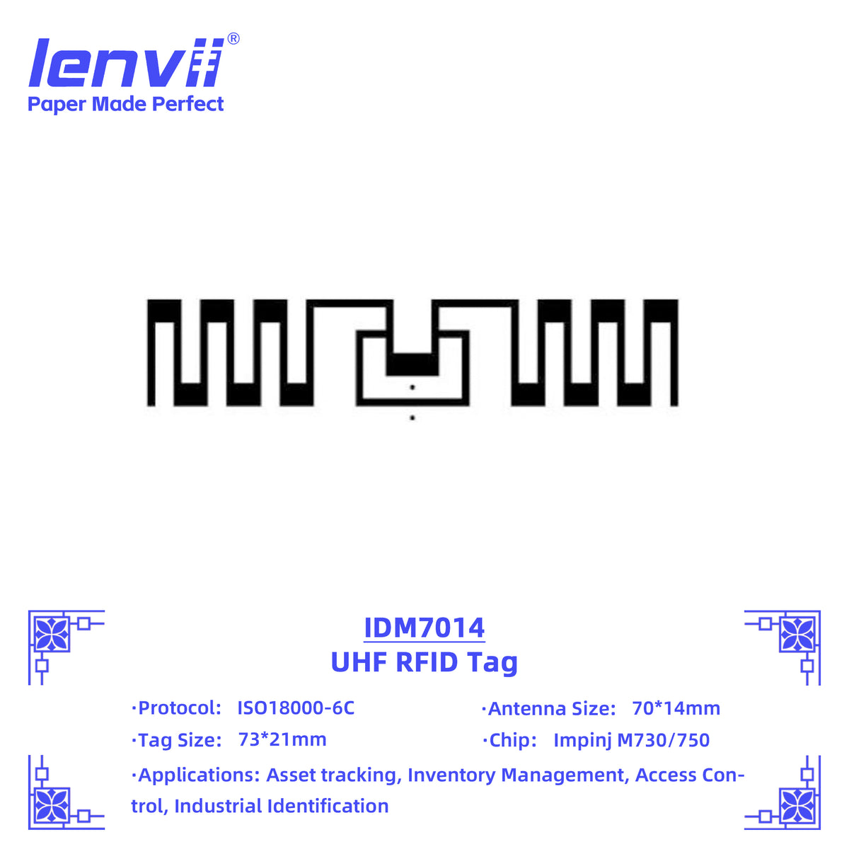 LENVII 73mm×21mm RFID Sticker Tags – 1000 pcs/Roll