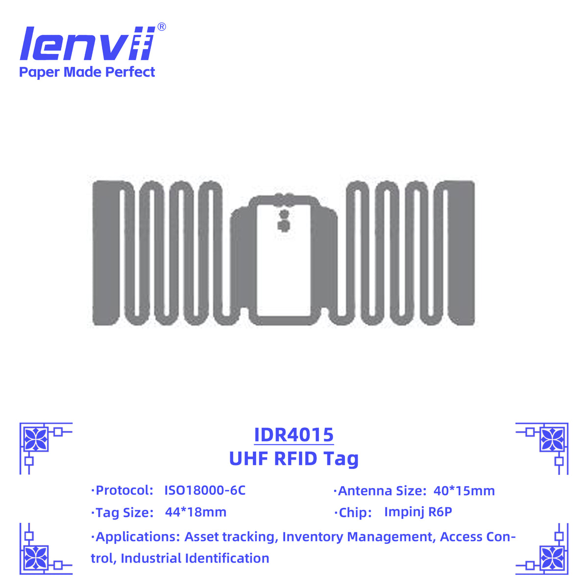 LENVII 44mm×18mm RFID Sticker Tags – 1000 pcs/Roll