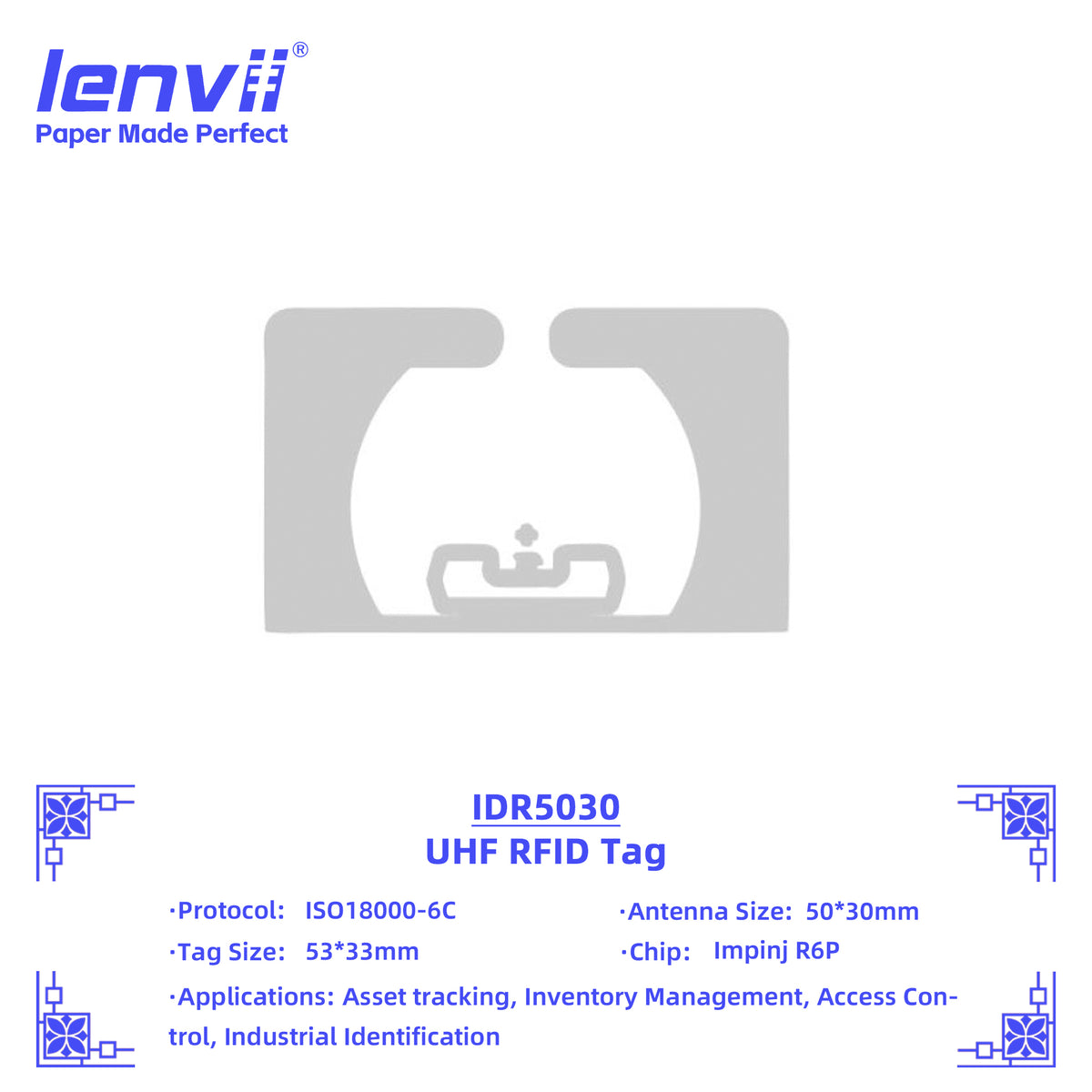 LENVII 53mm×33mm RFID Sticker Tags – 1000 pcs/Roll