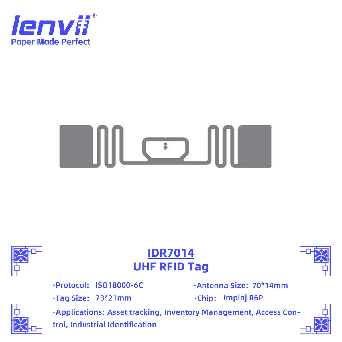 LENVII 73mm×21mm RFID Sticker Tags – 1000 pcs/Roll