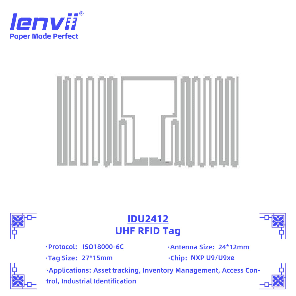 LENVII 27mm×15mm RFID Sticker Tags – 1000 pcs/Roll