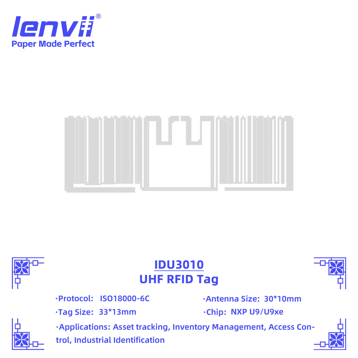LENVII 33mm×13mm RFID Sticker Tags – 1000 pcs/Roll