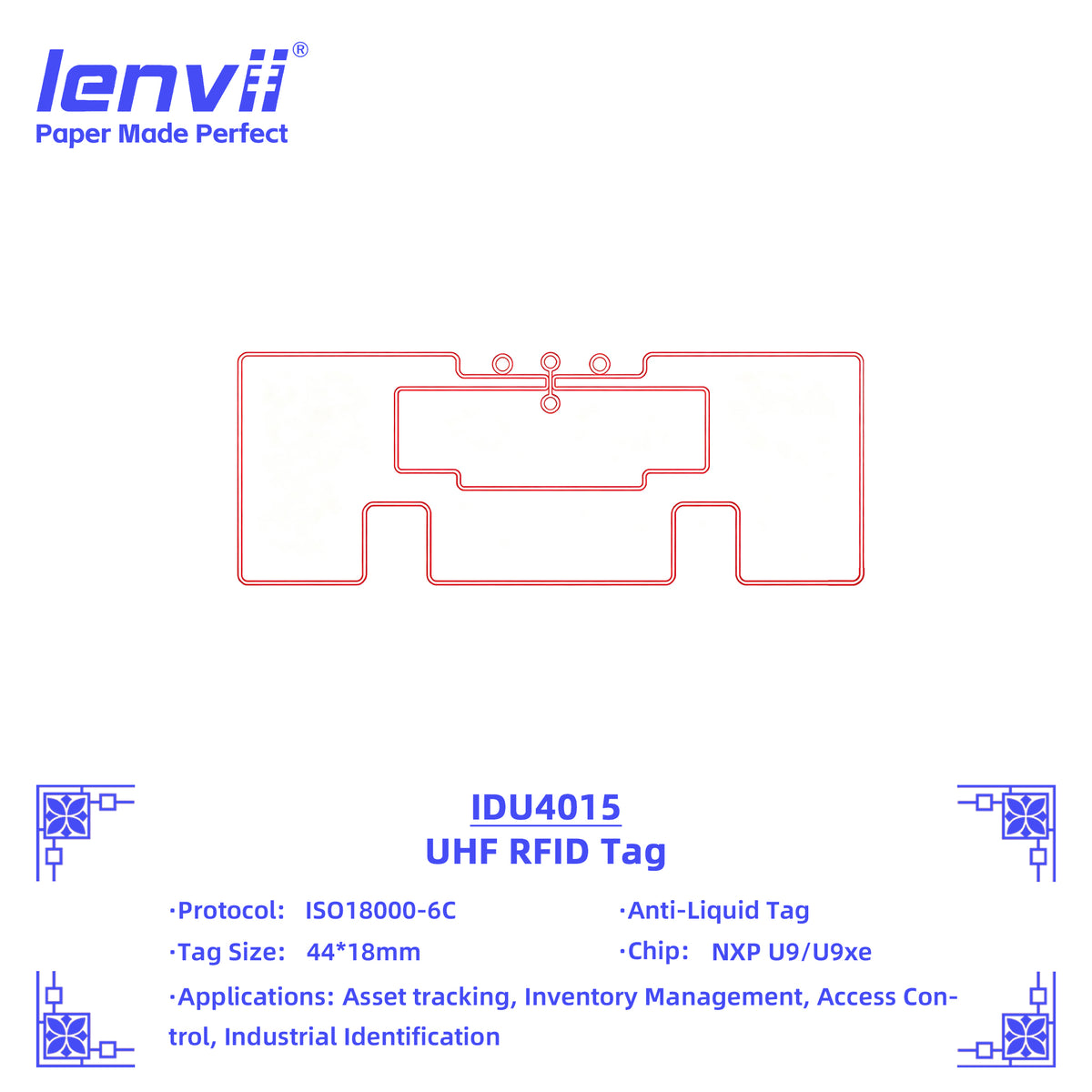 LENVII 44mm×18mm RFID Sticker Tags – 1000 pcs/Roll