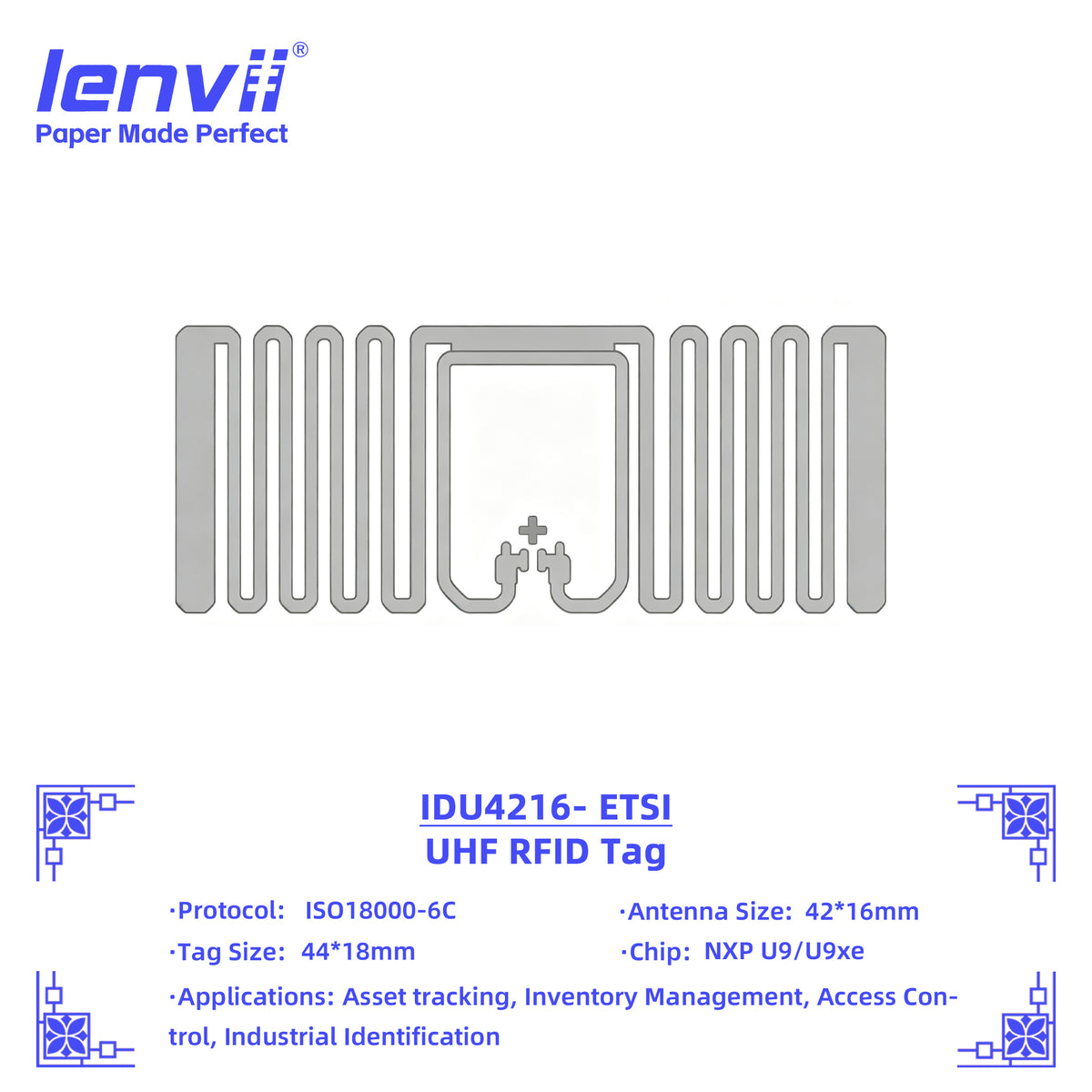 LENVII 44mm×18mm RFID Sticker Tags – 1000 pcs/Roll