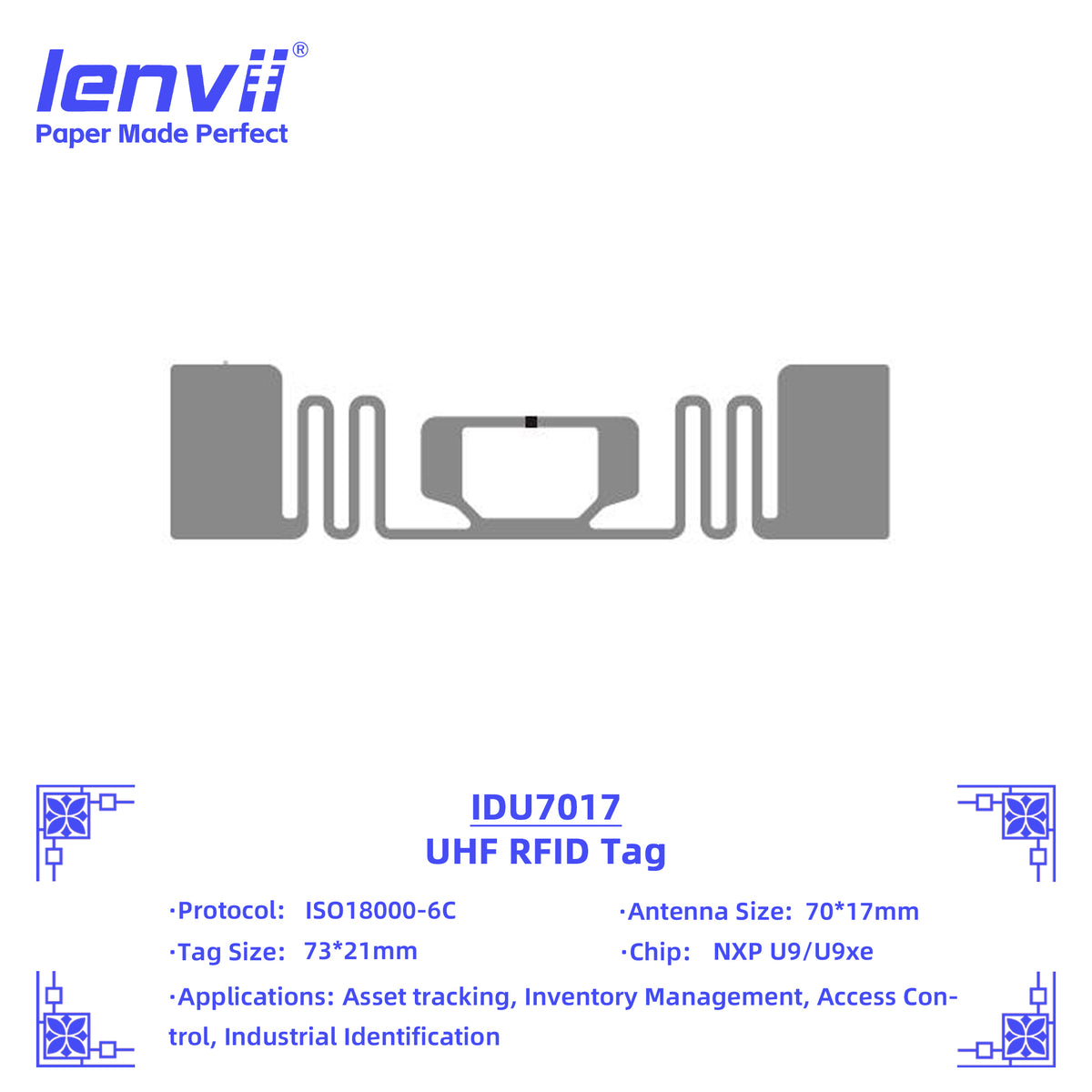 LENVII 73mm×21mm RFID Sticker Tags – 1000 pcs/Roll