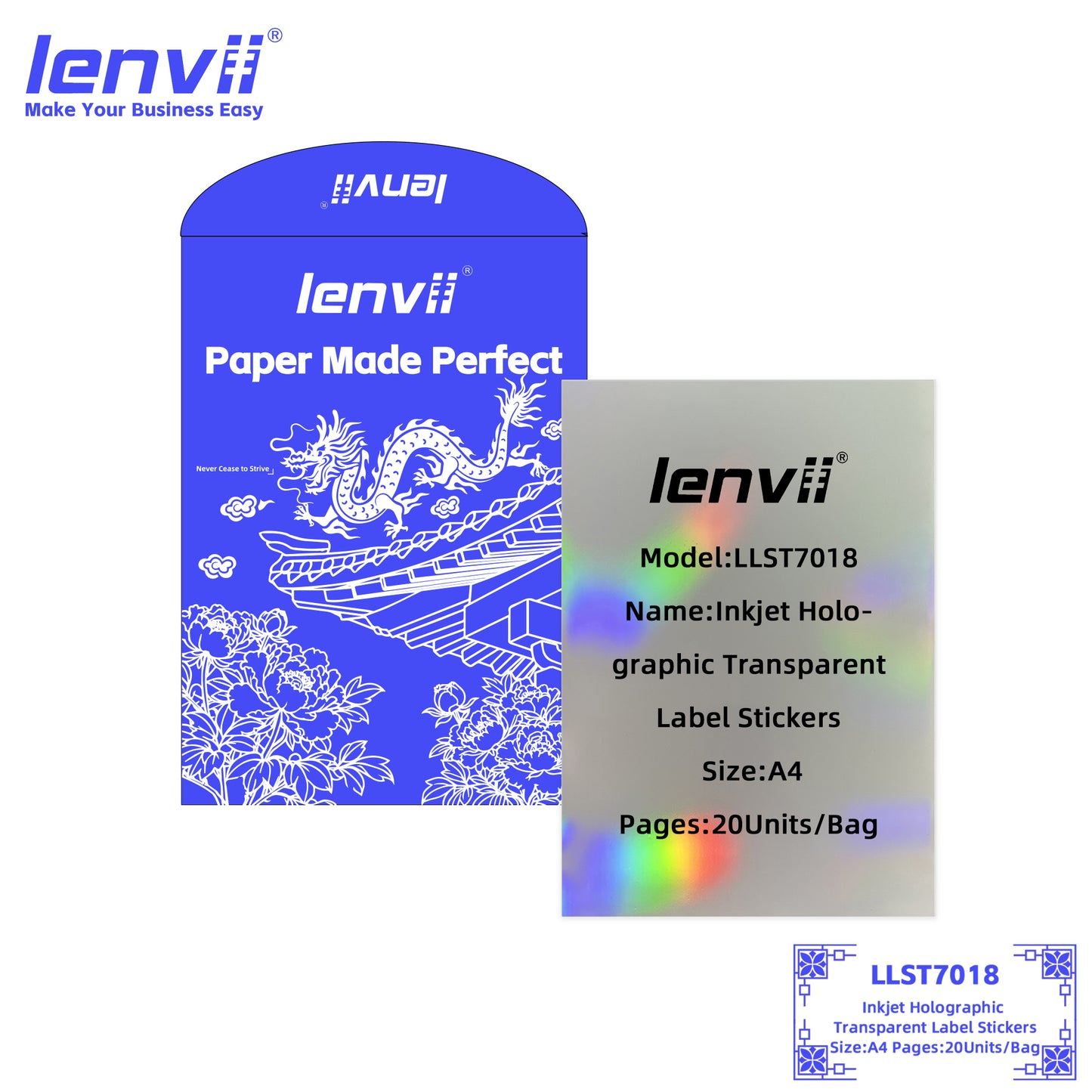 A4 Inkjet Holographic Transparent PET Label Stickers