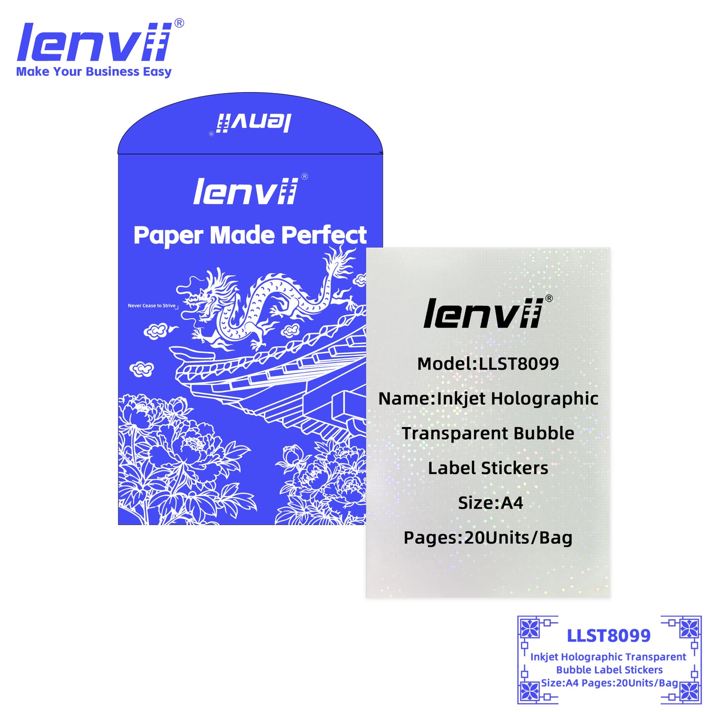 A4 Inkjet Holographic Transparent PET Label Stickers