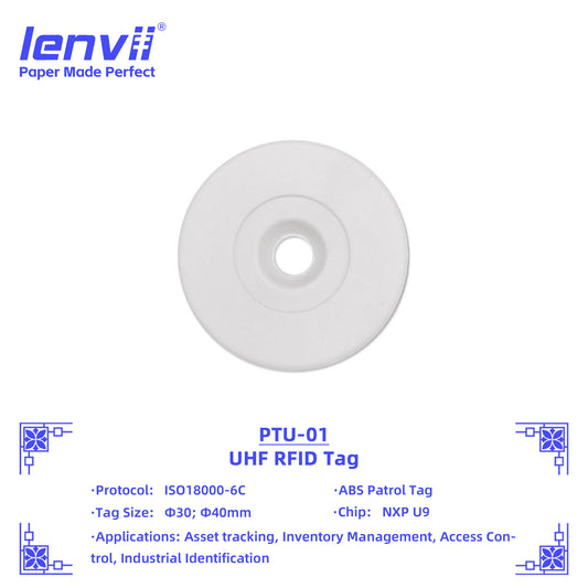 LENVII Round RFID Sticker Tags – 1000 pcs/Roll