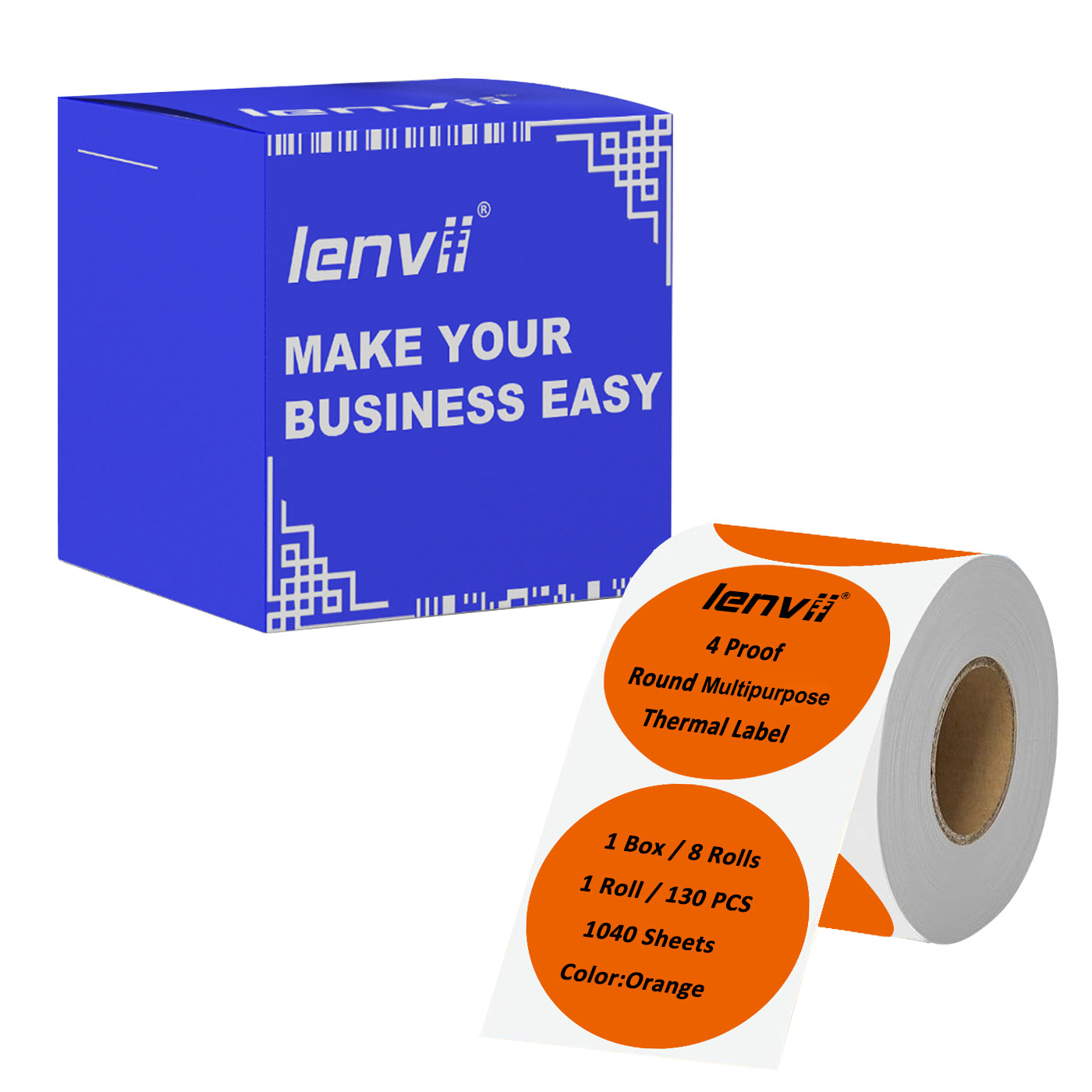 LENVII 50mm×50mm 4 Proof Colored Round Thermal Label StickersWaterproof,Oil/Tear/Scratch Resistant,Circular Printable Tags/2 Inch Stickers Rolls