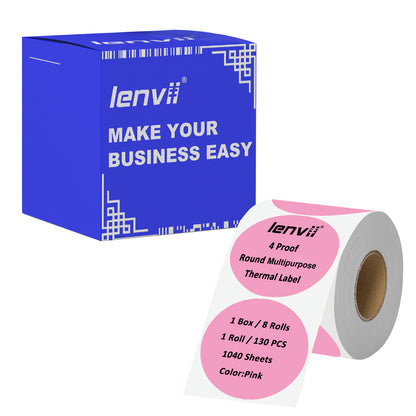 LENVII 50mm×50mm 4 Proof Colored Round Thermal Label StickersWaterproof,Oil/Tear/Scratch Resistant,Circular Printable Tags/2 Inch Stickers Rolls